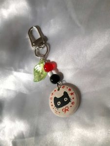 Cute handcrafted clay Cat Keychain / bag ch
