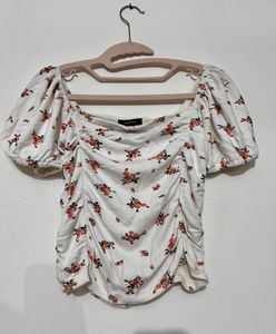 Floral Print Ruched Top