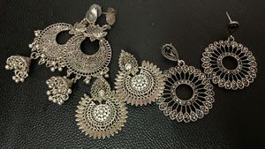 Beautiful Silver Combo Earrings Of 3 Pcs Set