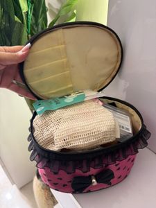 Pink Heart Print Multipurpose Bag