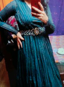 Teal Embellished Maxi Dress