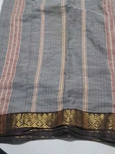 Elegant Grey Cotton Saree