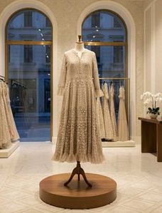 ✨Champagne Beige Embroidered Anarkali Gown