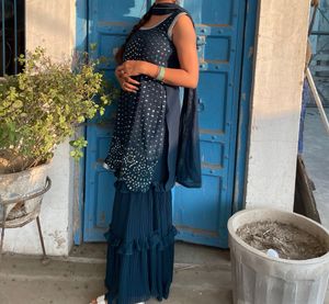 Blue Embellished Kurta Set