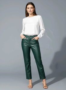 Green Faux Leather Pants Free Size for 30 32 34
