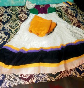 White Ghera Gown Multi Colour Body Brazzo Materi