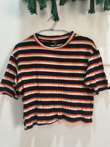 Orange Black Stripped Tee