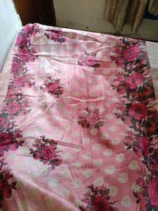 Beautiful Roses Printed Pink Banarasi Saree🌹💕