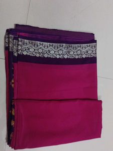 Magenta & Purple Saree with Silver Embroidery