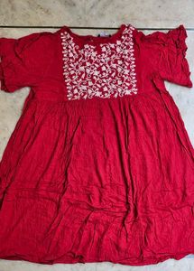 Red Embroidered tunic top