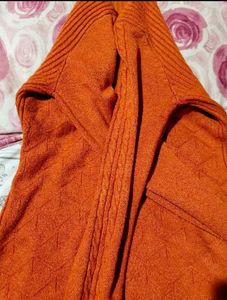 Orange Knit Sweater Dress