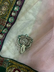 Pink Net Embellished Saree