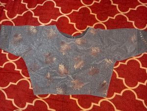 Grey Saree With Stitched Blouse