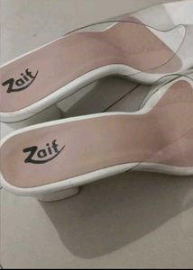 White Clear Heel Mules