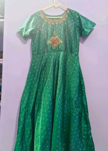 peacock Green  Dot Midi Dress