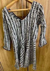 Black and White Angrakha Kurti