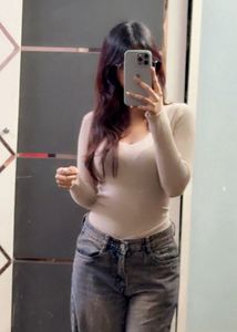 Beige Long Sleeves Top