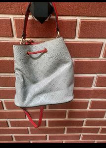 Gray &amp; Red Bucket Bag