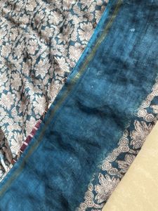 Elegant Embroidered Teal Scarf