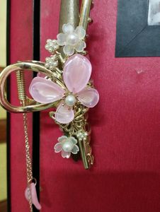Pink Butterfly Metallic Hair Claw Clip