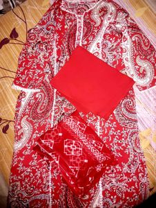 Red Kurta Palazzo With Dupatta