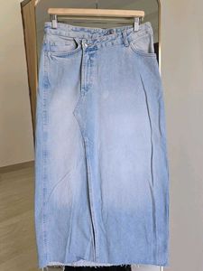 ZARA Denim Slit Midi Skirt