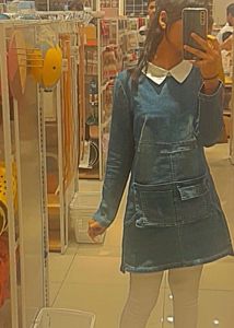 Denim Dress with Collar one piece