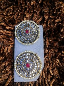 Pearl Kundan Studs