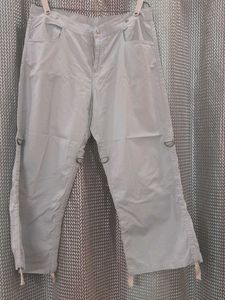 Sky blue Cotton Capri Cargos With Adjustable Waist