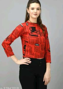 Cherry Red Newspaper Top!! For You