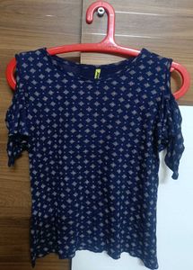 Navy Blue Cold Shoulder Top