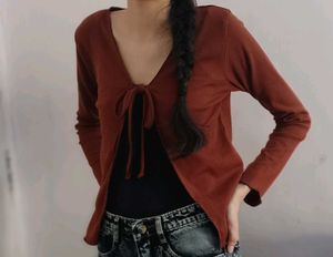 Tie-Front Knit Cardigan