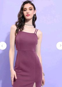 Mauve shoulder straps cut out detail sheath dress