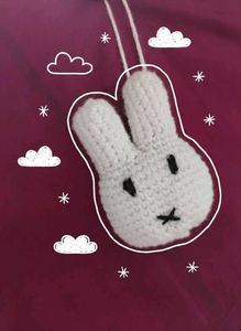 Miffy Bunny yarn crochet keychain