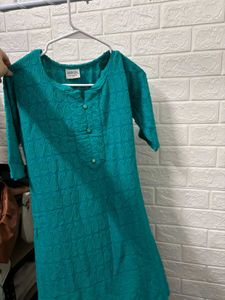 Teal Embroidered Kurti