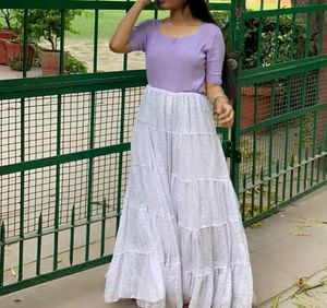 Lavender Top💜 With Beautiful Skirt🌸