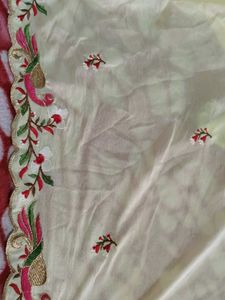 peacock Embroidered Dupatta(lemon yellow)