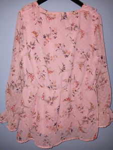 Pink Floral Chiffon Party Wear Top