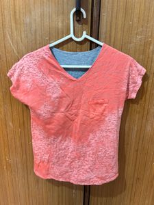 Coral V-Neck Tee
