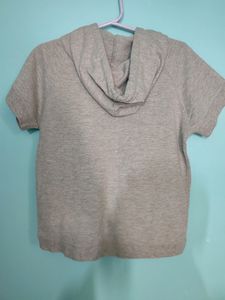 Benetton Gray Cropped Hoodie