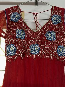 Red Embroidered Kurta