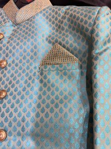 Blue Brocade Kurta Set