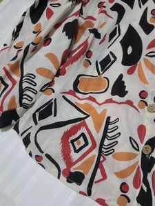 Abstract Print Button-Down Top