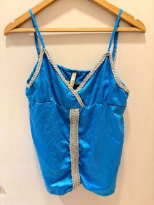 Blue Satin Cami Top