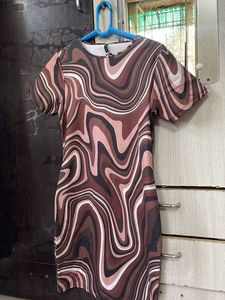 Brown Swirl Bodycon Dress