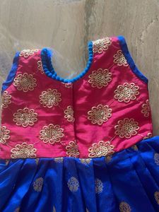 Never Worn Cute Blue And Pink Frock 0-9month