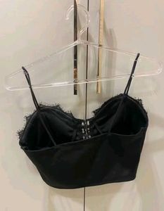 Vintage Gothic Black Lace Trim Corset Top