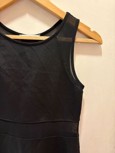 Mesh Panel Black Mini Dress