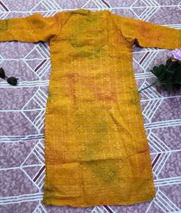 Yellow Printed Kurta