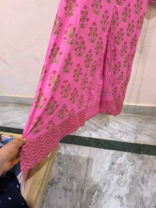 Pink A-line Front Slit Kurti.